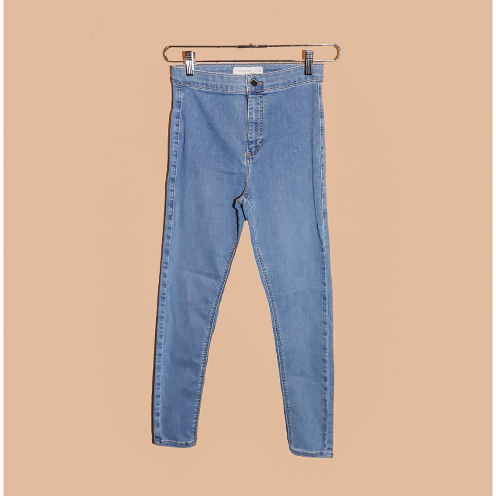 Topshop High Waisted Skinny Jeans XS Light Wash Blue Denim - Picture 4 of 5